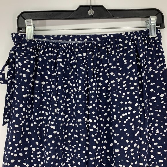 J.Crew Skirt Faux Wrap Mini Blue White Polka Dot Ruffle - Picture 7 of 9